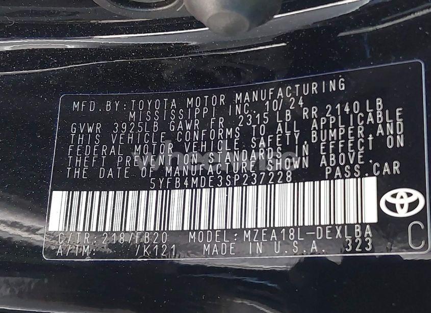 Photo 9 of 2025 Toyota Corolla LE (VIN 5YFB4MDE3SP237228)