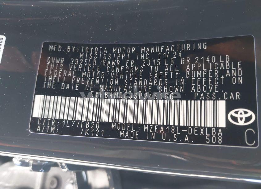 Photo 9 of 2025 Toyota Corolla LE (VIN 5YFB4MDE3SP245166)