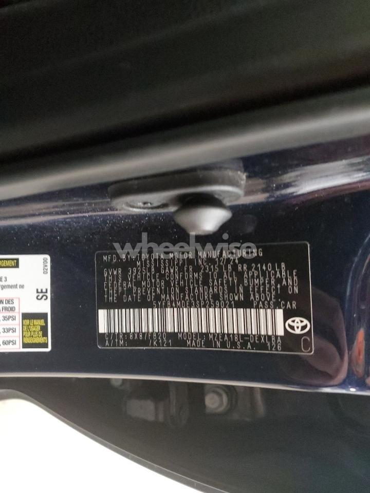 Photo 12 of 2025 TOYOTA COROLLA LE (VIN 5YFB4MDE3SP259021)