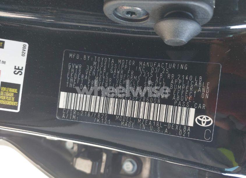 Photo 9 of 2025 Toyota Corolla LE (VIN 5YFB4MDE3SP286008)