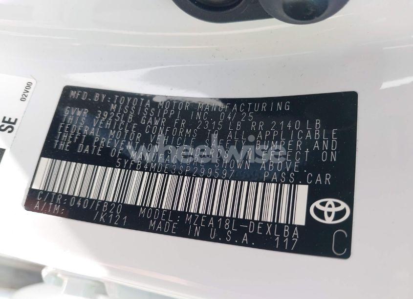 Photo 9 of 2025 Toyota Corolla LE (VIN 5YFB4MDE3SP299597)