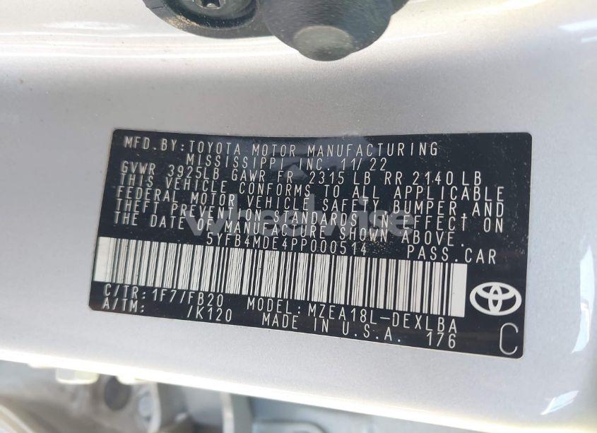 Photo 9 of 2023 Toyota Corolla LE (VIN 5YFB4MDE4PP000514)