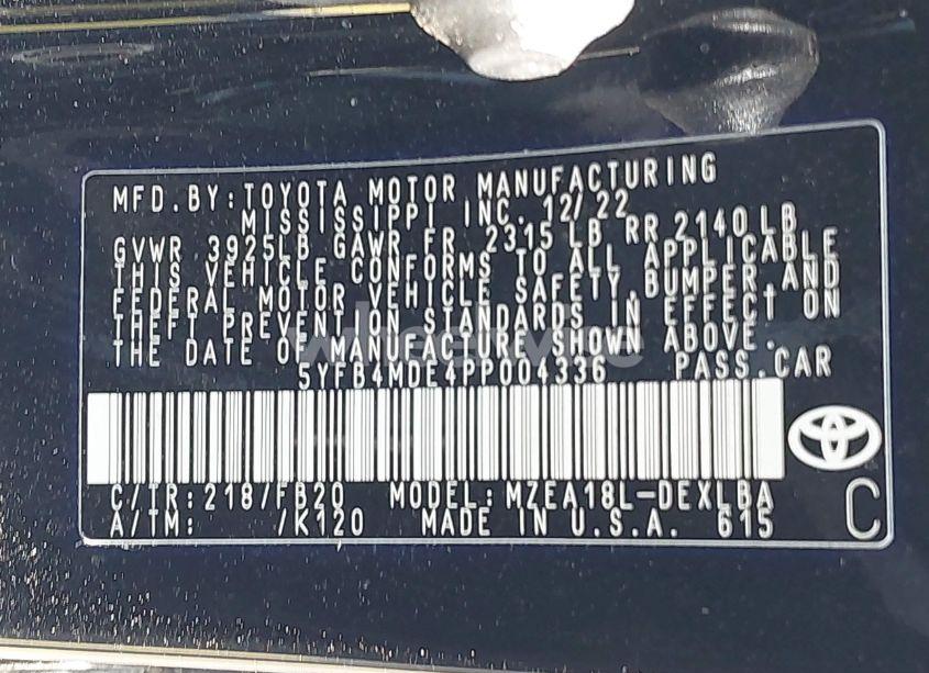 Photo 9 of 2023 Toyota Corolla LE (VIN 5YFB4MDE4PP004336)