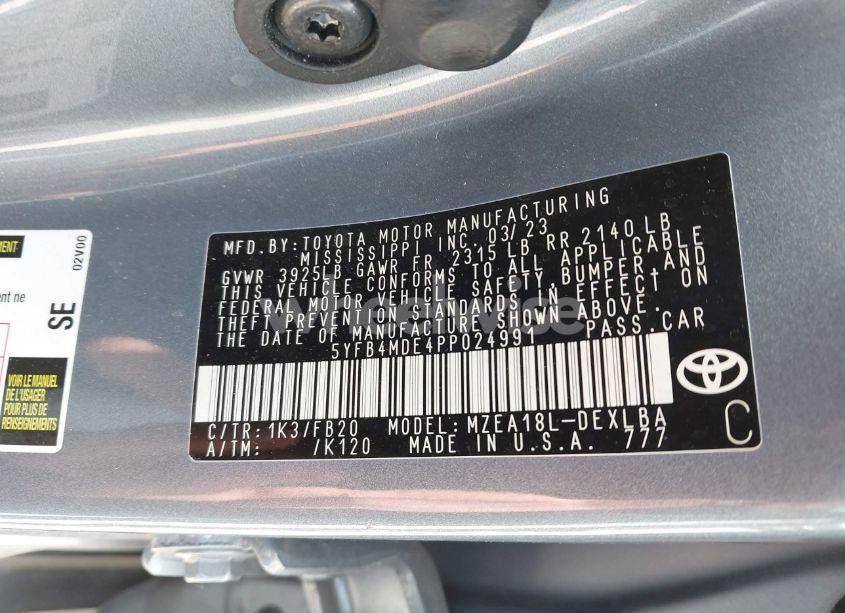 Photo 9 of 2023 Toyota Corolla LE (VIN 5YFB4MDE4PP024991)