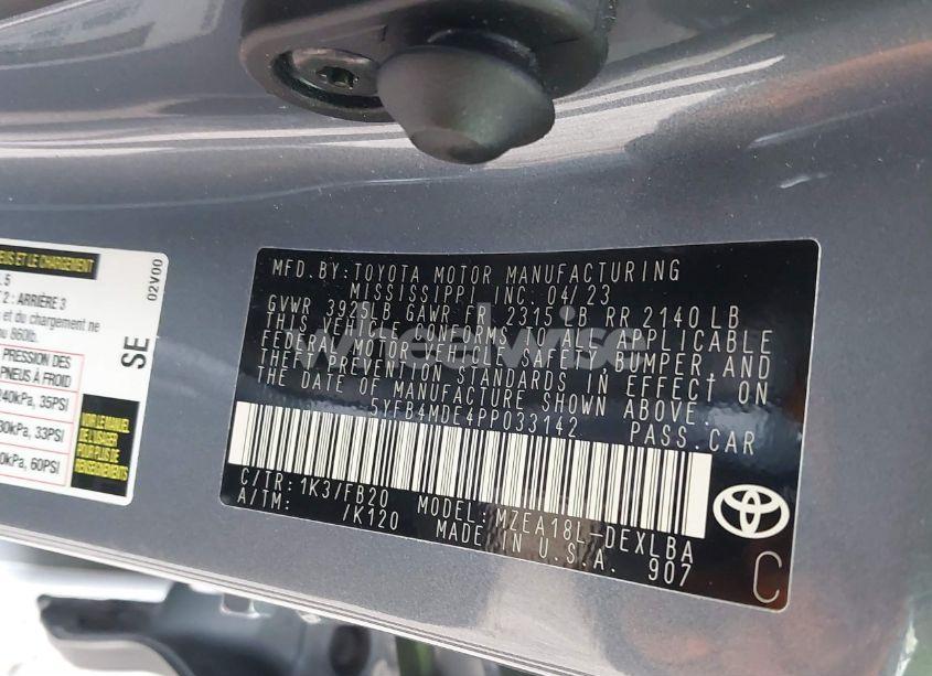 Photo 9 of 2023 Toyota Corolla LE (VIN 5YFB4MDE4PP033142)
