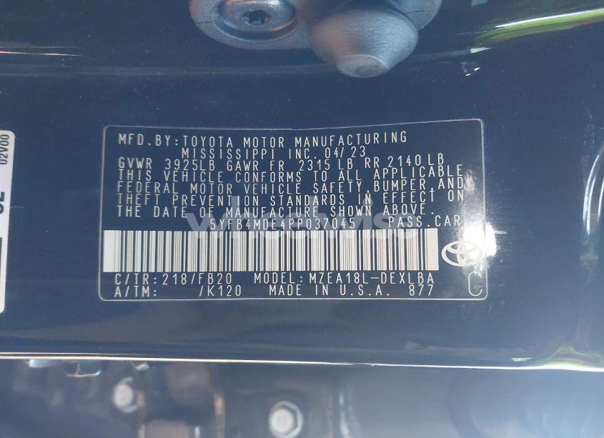 Photo 9 of 2023 Toyota Corolla LE (VIN 5YFB4MDE4PP037045)