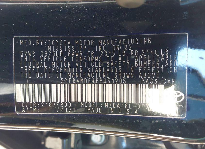 Photo 9 of 2023 Toyota Corolla LE (VIN 5YFB4MDE4PP051205)