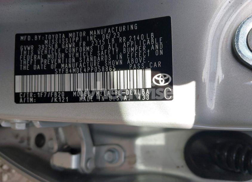 Photo 9 of 2023 Toyota Corolla LE (VIN 5YFB4MDE4PP058865)