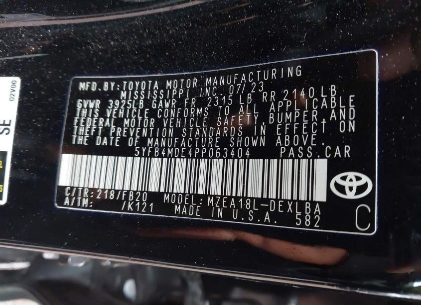 Photo 9 of 2023 Toyota Corolla LE (VIN 5YFB4MDE4PP063404)