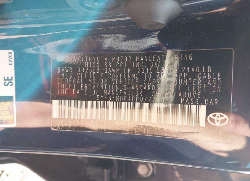 Photo 9 of 2023 Toyota Corolla LE (VIN 5YFB4MDE4PP077710)