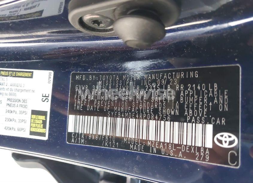 Photo 9 of 2024 Toyota Corolla LE (VIN 5YFB4MDE4RP084756)