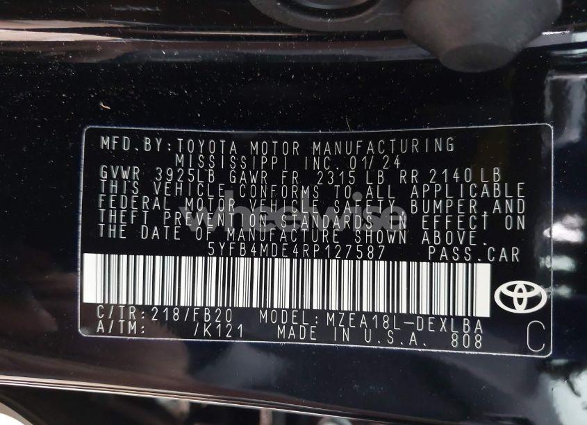 Photo 9 of 2024 Toyota Corolla LE (VIN 5YFB4MDE4RP127587)