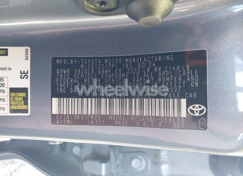 Photo 9 of 2024 Toyota Corolla LE (VIN 5YFB4MDE4RP136242)