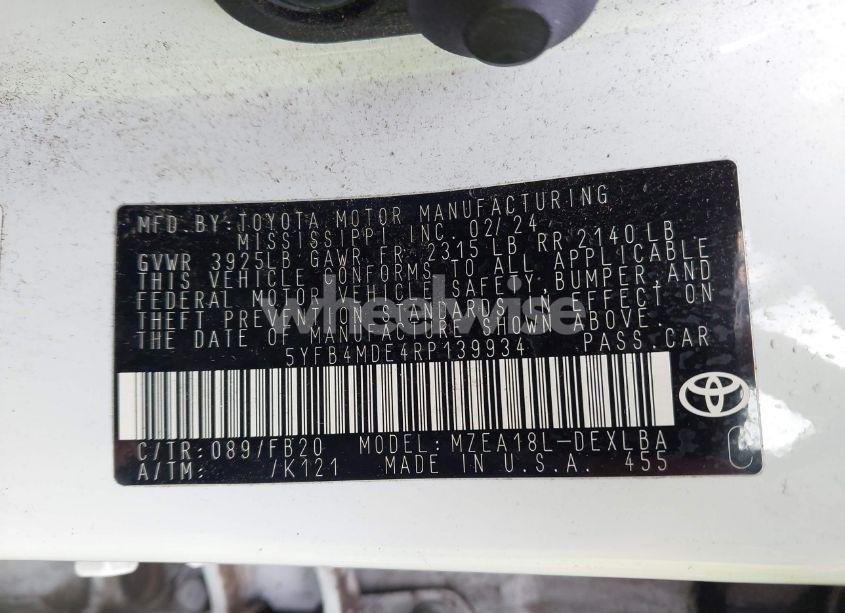 Photo 9 of 2024 Toyota Corolla LE (VIN 5YFB4MDE4RP139934)