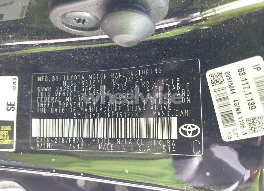 Photo 9 of 2024 Toyota Corolla LE (VIN 5YFB4MDE4RP163778)