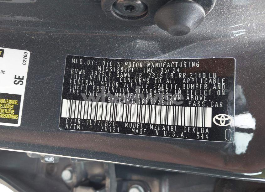 Photo 9 of 2024 Toyota Corolla LE (VIN 5YFB4MDE4RP177910)