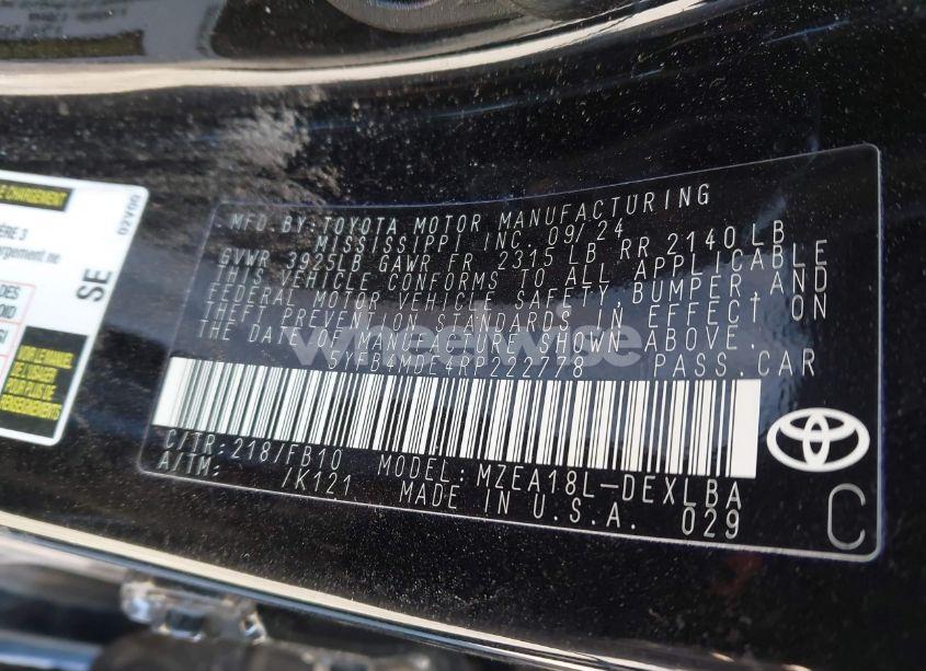 Photo 9 of 2024 Toyota Corolla LE (VIN 5YFB4MDE4RP222778)