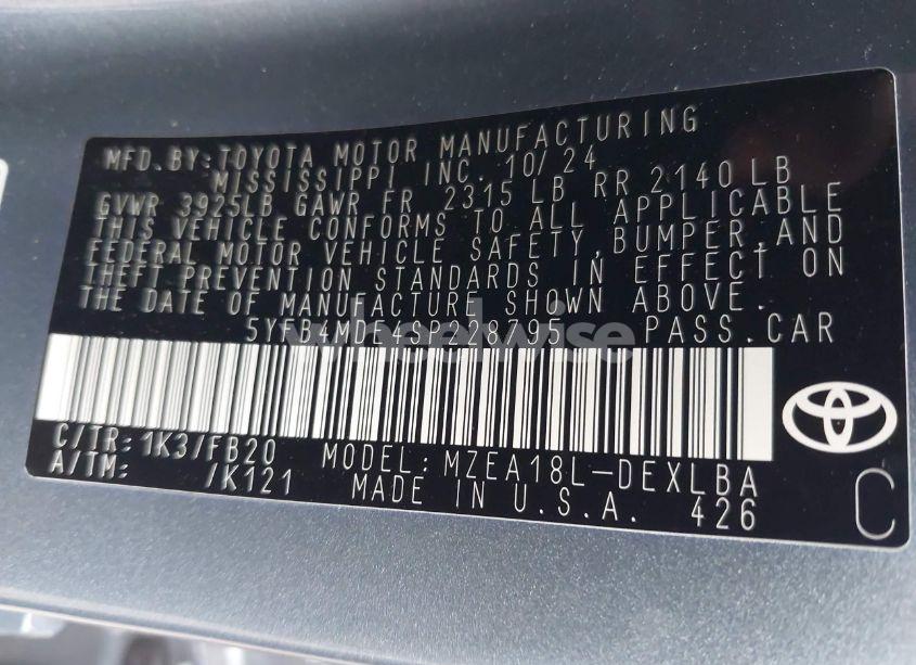 Photo 9 of 2025 Toyota Corolla LE (VIN 5YFB4MDE4SP228795)