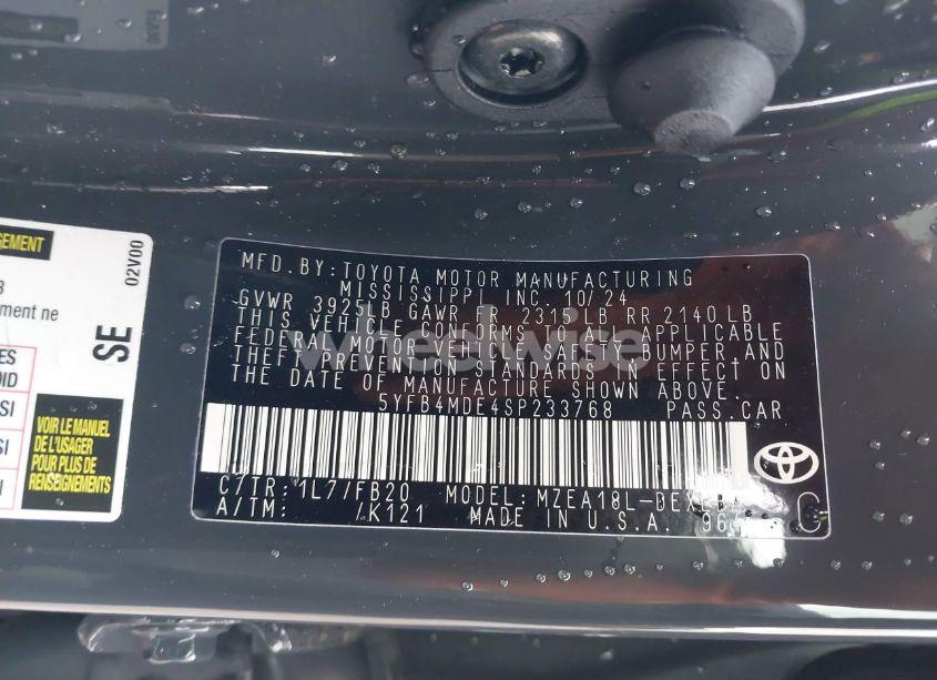 Photo 9 of 2025 Toyota Corolla LE (VIN 5YFB4MDE4SP233768)