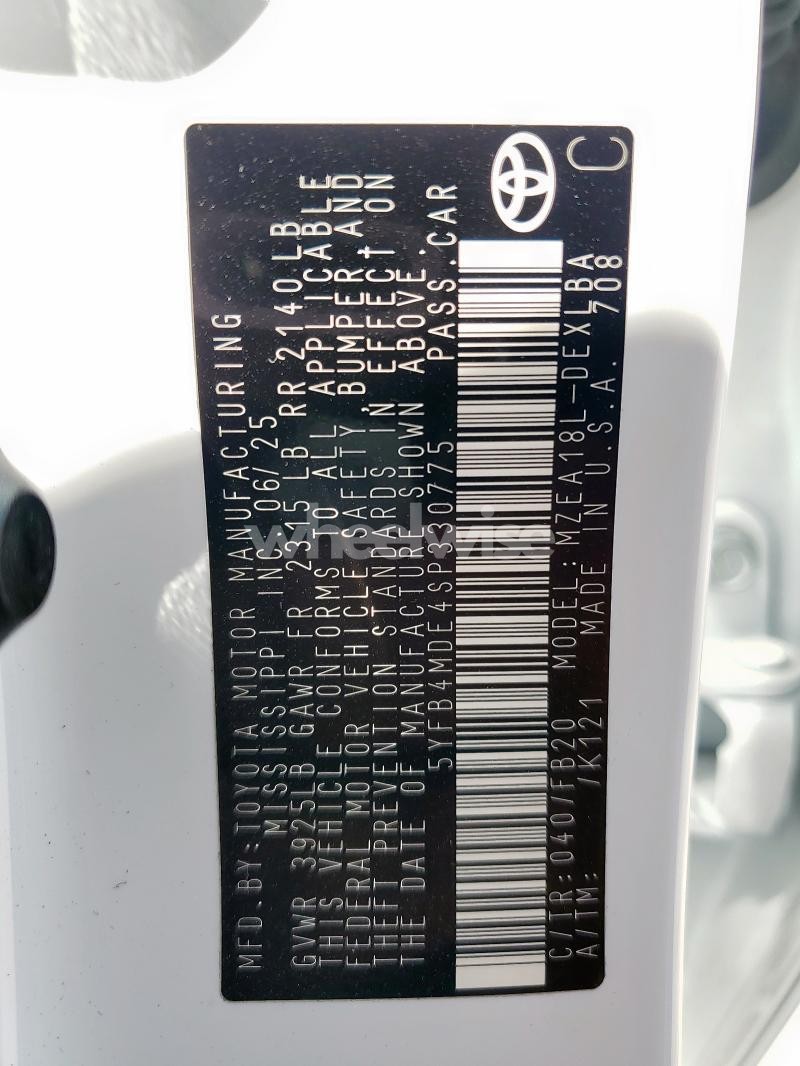 Photo 9 of 2025 TOYOTA COROLLA LE (VIN 5YFB4MDE4SP330775)