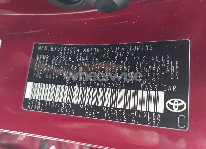 Photo 9 of 2023 Toyota Corolla LE (VIN 5YFB4MDE5PP030220)