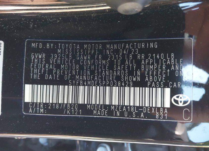 Photo 9 of 2023 Toyota Corolla LE (VIN 5YFB4MDE5PP038429)