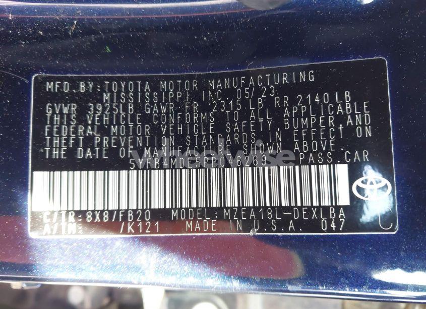 Photo 9 of 2023 Toyota Corolla LE (VIN 5YFB4MDE5PP046269)