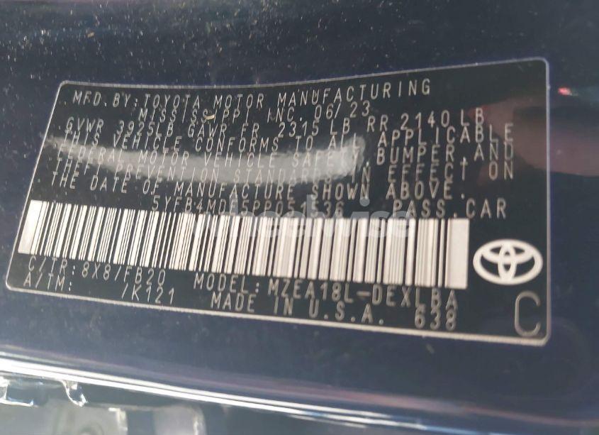 Photo 9 of 2023 Toyota Corolla LE (VIN 5YFB4MDE5PP051536)