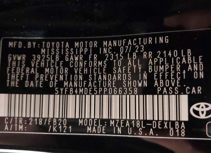 Photo 9 of 2023 Toyota Corolla LE (VIN 5YFB4MDE5PP066358)