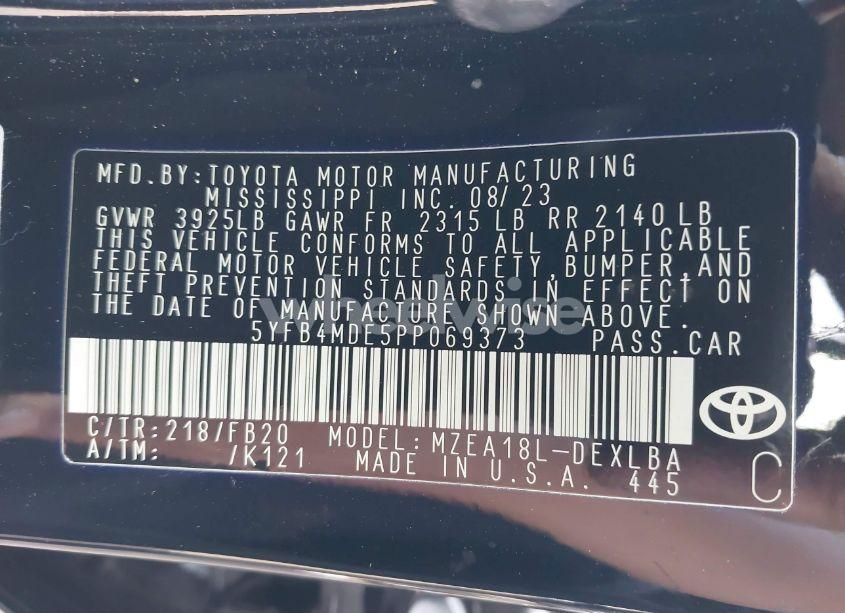 Photo 9 of 2023 Toyota Corolla LE (VIN 5YFB4MDE5PP069373)