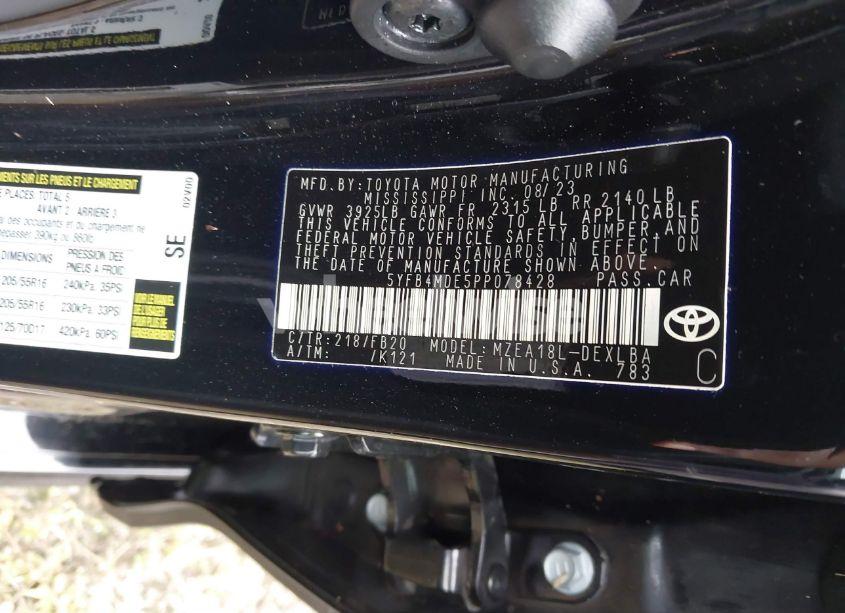 Photo 9 of 2023 Toyota Corolla LE (VIN 5YFB4MDE5PP078428)