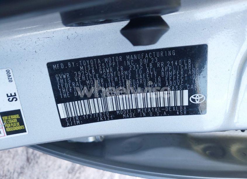 Photo 9 of 2024 Toyota Corolla LE (VIN 5YFB4MDE5RP087200)