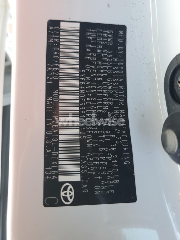 Photo 12 of 2024 TOYOTA COROLLA LE (VIN 5YFB4MDE5RP117425)