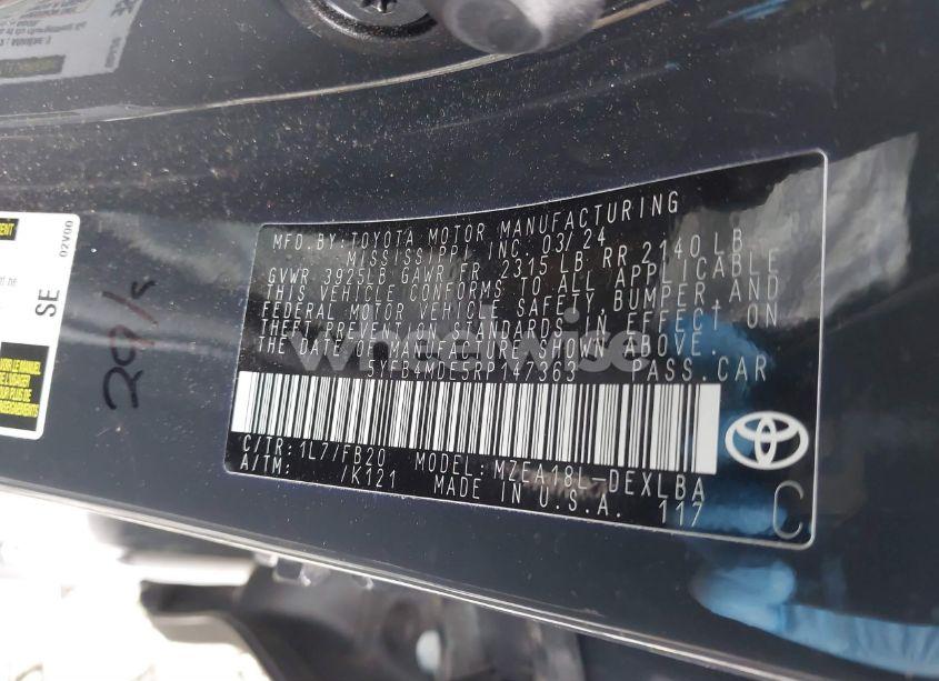 Photo 9 of 2024 Toyota Corolla LE (VIN 5YFB4MDE5RP147363)