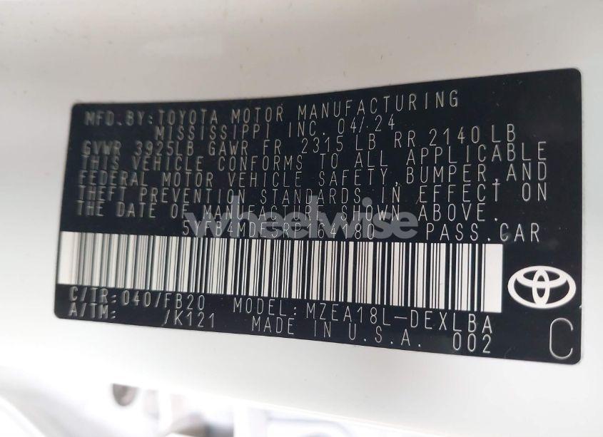 Photo 9 of 2024 Toyota Corolla LE (VIN 5YFB4MDE5RP164180)