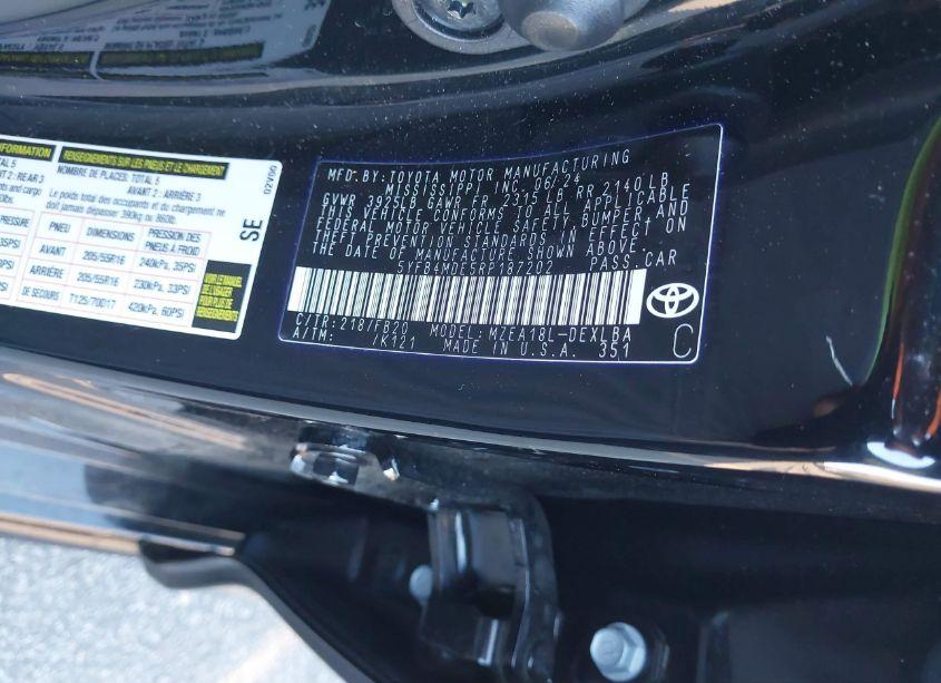 Photo 9 of 2024 Toyota Corolla LE (VIN 5YFB4MDE5RP187202)