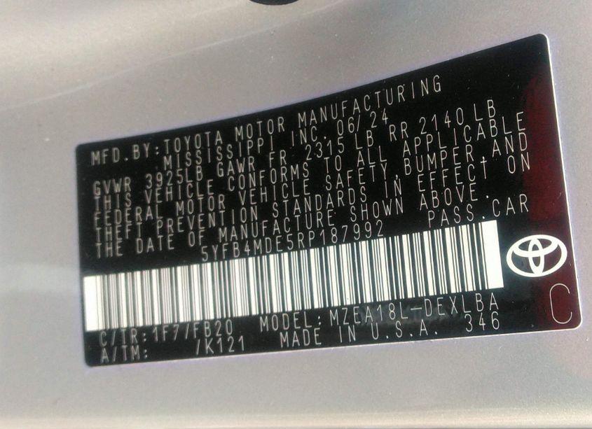 Photo 9 of 2024 Toyota Corolla LE (VIN 5YFB4MDE5RP187992)