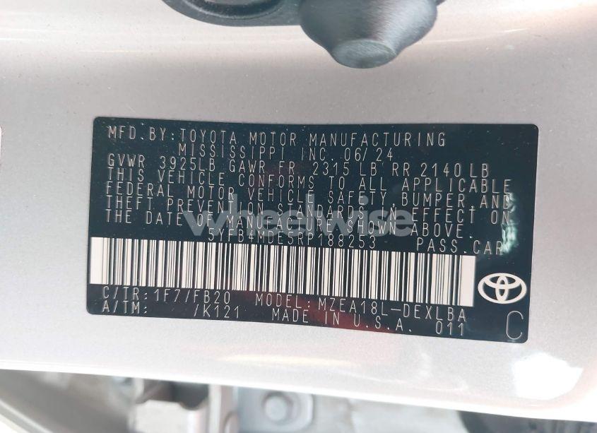 Photo 9 of 2024 Toyota Corolla LE (VIN 5YFB4MDE5RP188253)