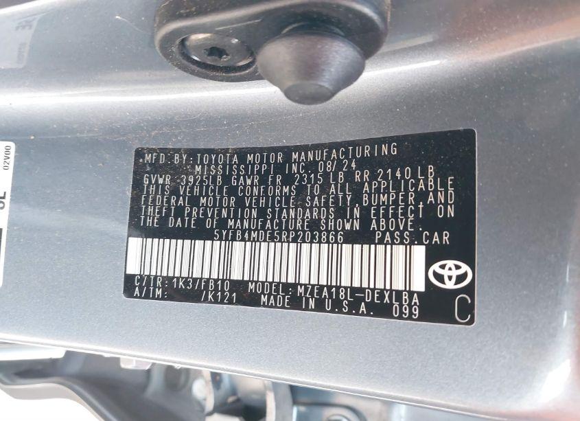 Photo 9 of 2024 Toyota Corolla LE (VIN 5YFB4MDE5RP203866)