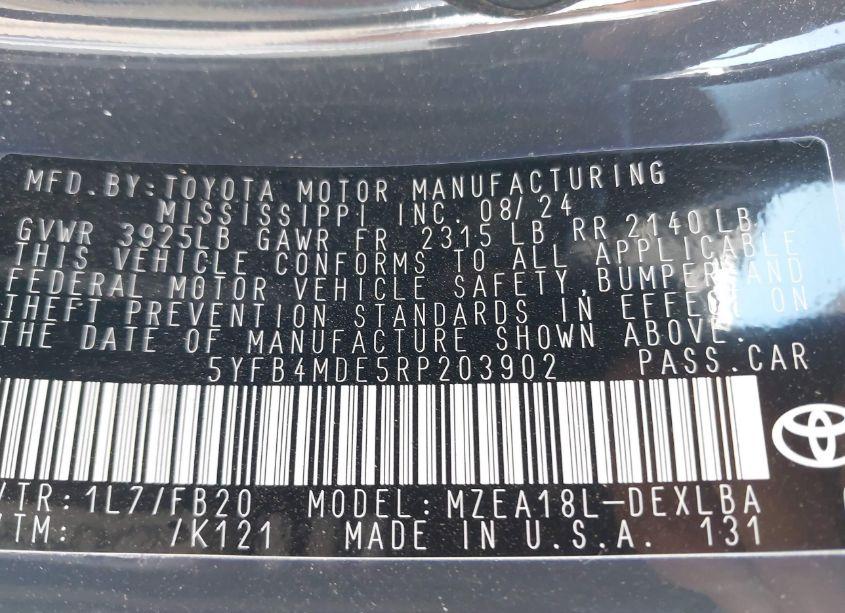 Photo 9 of 2024 Toyota Corolla LE (VIN 5YFB4MDE5RP203902)