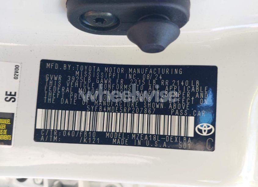 Photo 9 of 2024 Toyota Corolla LE (VIN 5YFB4MDE5RP207867)