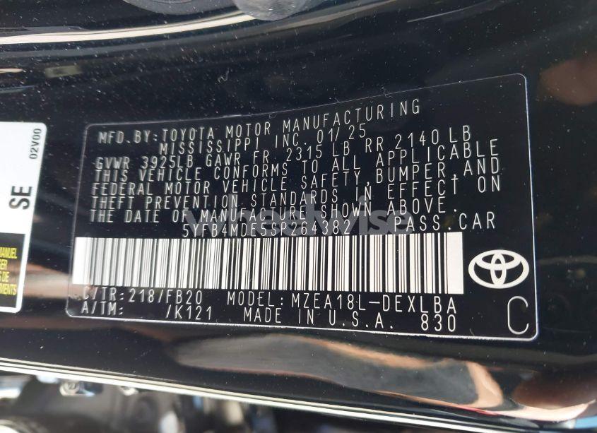 Photo 9 of 2025 Toyota Corolla LE (VIN 5YFB4MDE5SP264382)