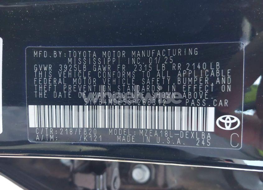 Photo 9 of 2025 Toyota Corolla LE (VIN 5YFB4MDE5SP266312)