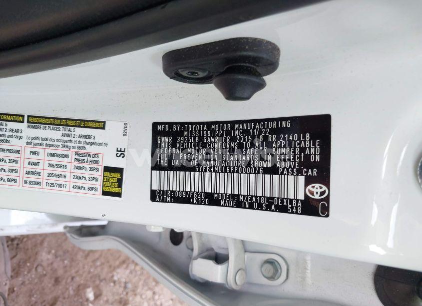 Photo 9 of 2023 Toyota Corolla LE (VIN 5YFB4MDE6PP000076)