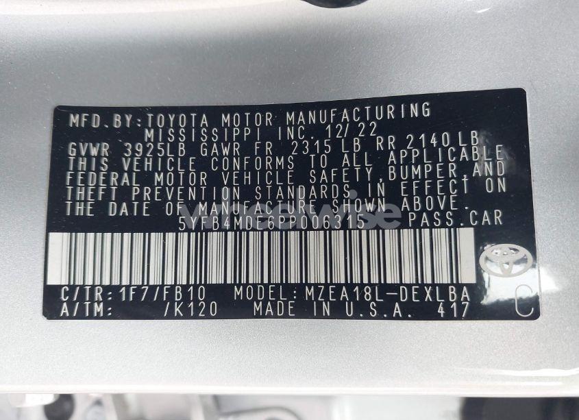 Photo 9 of 2023 Toyota Corolla LE (VIN 5YFB4MDE6PP006315)