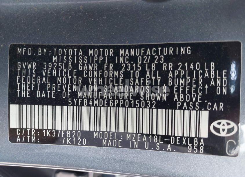 Photo 9 of 2023 Toyota Corolla LE (VIN 5YFB4MDE6PP015032)