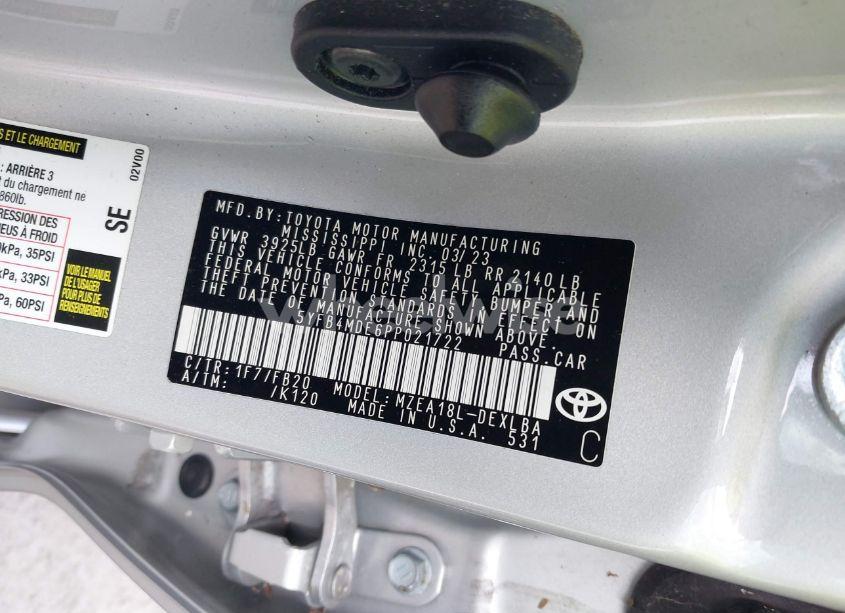 Photo 9 of 2023 Toyota Corolla LE (VIN 5YFB4MDE6PP021722)