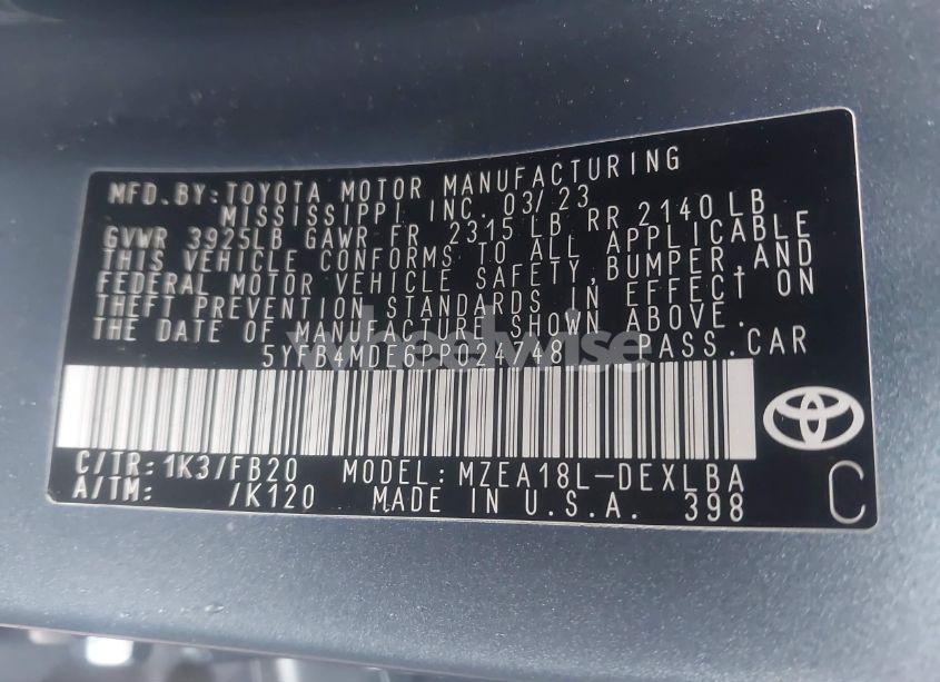 Photo 9 of 2023 Toyota Corolla LE (VIN 5YFB4MDE6PP024748)