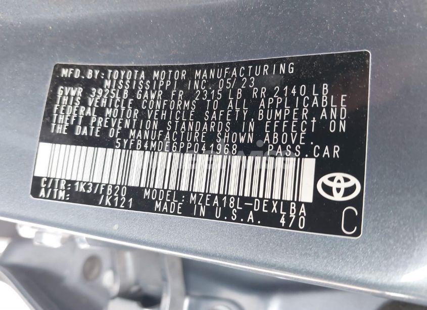 Photo 9 of 2023 Toyota Corolla LE (VIN 5YFB4MDE6PP041968)