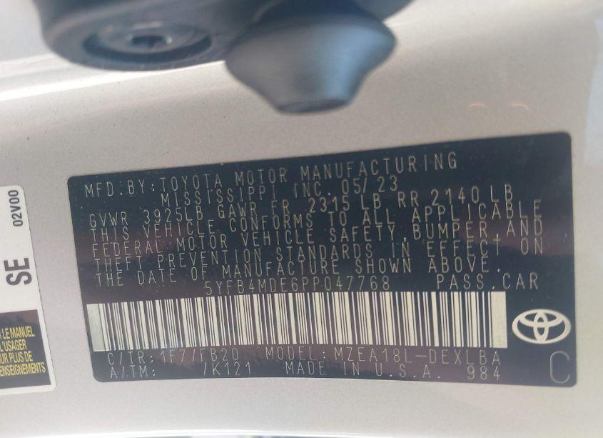 Photo 9 of 2023 Toyota Corolla LE (VIN 5YFB4MDE6PP047768)